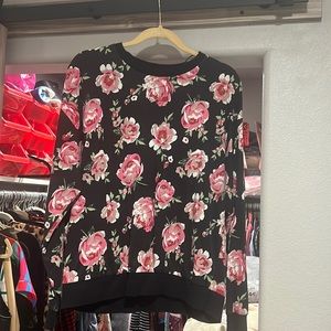 Black with pink roses long sleeve top